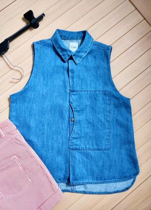 Джинсовий топ поло із льону лляний zara trafaluc ☘️ розмір xs/наш 36-38рр