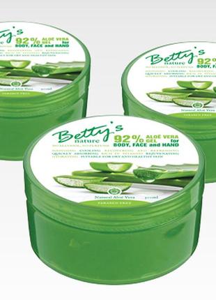 Універсальний гель з алое для тіла, обличчя, рук betty's nature 92% aloe vera, 300 мл