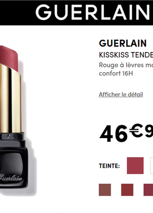 Стійка губна помада з матовим ефектом guerlain kisskiss tender matte6 фото