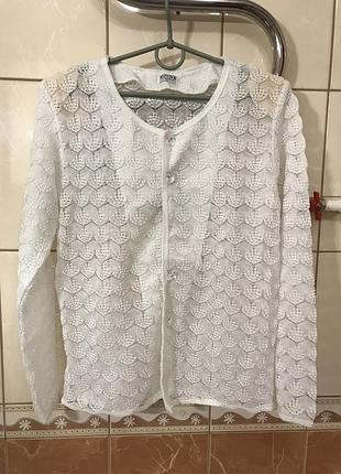 Блуза кофта кардиган белая блуза ажурная на пуговицах