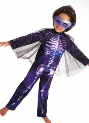 Скелет скелетик дівчинка костюм карнавальний з маскою хелловін8 фото