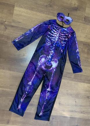 Скелет скелетик дівчинка костюм карнавальний з маскою хелловін2 фото