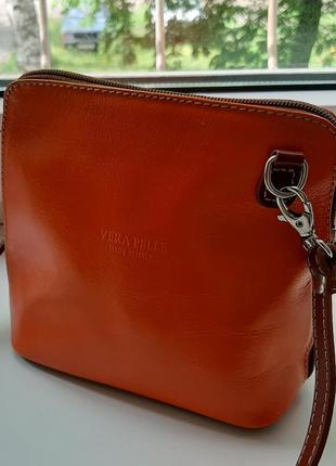 Стильная фирменная кожаная мини - сумочка cross-body vera pelle(italy).8 фото