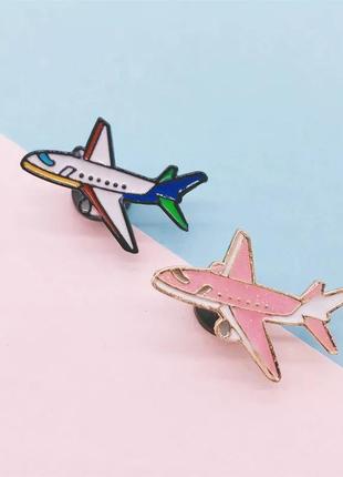 Набор значков / пинов металлических самолётов розовый и белый (2 шт)2 фото