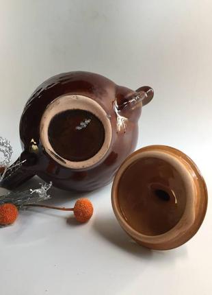 Глиняный купеческий чайник заварник обливная керамика времен ссср васильковская майолика н12617 фото