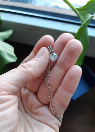 Срібний ланцюжок (45 см) з кулоном, цирконій