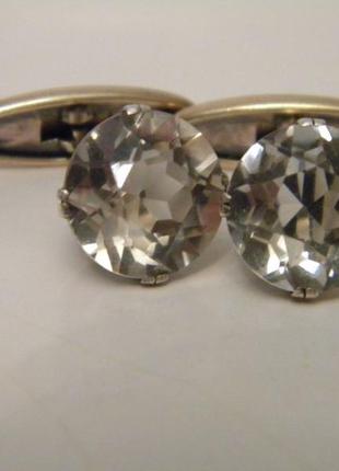 Запонки ссср серебро 875 проба звезда 10рс63 позолота горный хрусталь №770