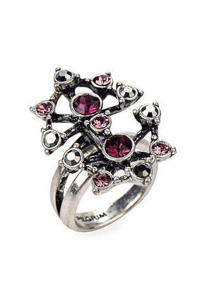 Кільце посріблене з бузковими кристалами pilgrim данія ювелірна біжутерія