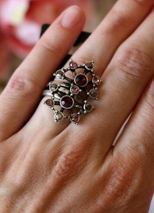 Кольцо посеребренное с сиреневыми кристаллами pilgrim дания ювелирная бижутерия6 фото