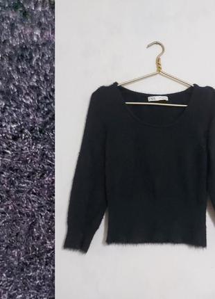 Пушистая укороченая кофта,  топ с рукавом 3/4 zara