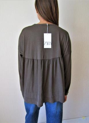 Розпродаж! оверсайз топ світшот кофта блузка з баскою від zara розмір s/ м оригінал нові3 фото