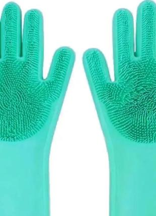 Універсальні рукавички для кухні зі щіткою kitchen gloves 5511 силіконові