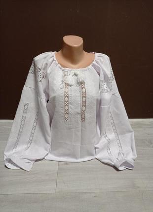 Жіноча біла вишиванка "любов" з довгими рукавами україна українатд 44-54 розміри