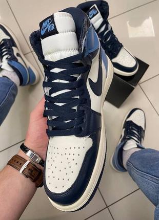 Кроссовки nike air jordan 1 blue / white