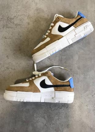 Кросівки nike air force 1 pixel white black brown blue1 фото