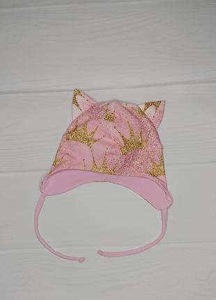 Шапка на завязках с ушками демисезонная деми тоненькая