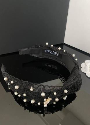 Брендовий обруч для волосся міуміу miumiu, чорний