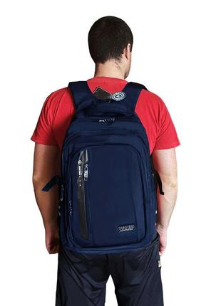 Мужской рюкзак темно-синий с usb и ортопедической спинкой городской, спортивный, для ноутбука 17″