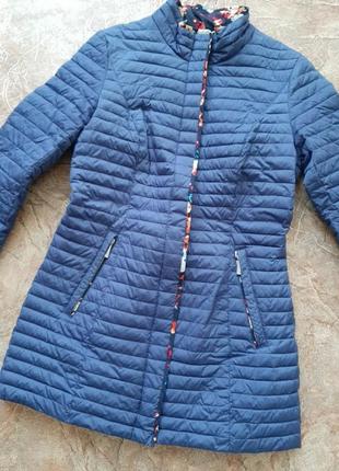 Стеганая курточка ветровка евро демисезон весна осень синяя длинная дутая удлиненная куртка ветроіка дождевик1 фото