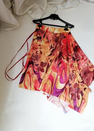 Каскадная легкая летняя юбка яркий принт2 фото