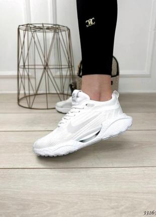Качественные белые тестильные кроссовки в стиле nike6 фото