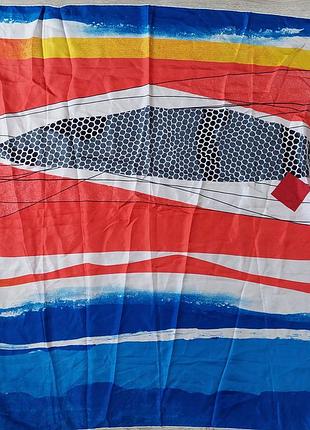 Разноцветный шёлковый арт-платок 🔹шов роуль🔹testex(93 см на 97 см)