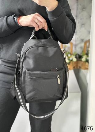 Стильный женский рюкзак маленький тканевый черный9 фото