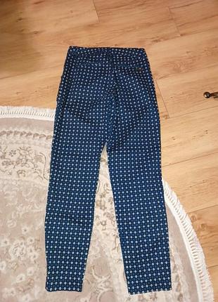 Брюки укороченные с хлопка/катон, штаны синие, джинсы