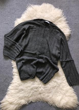 Шерстяной оверсайз свитер кофта zara рубчик новые коллекции свободный шерсть7 фото
