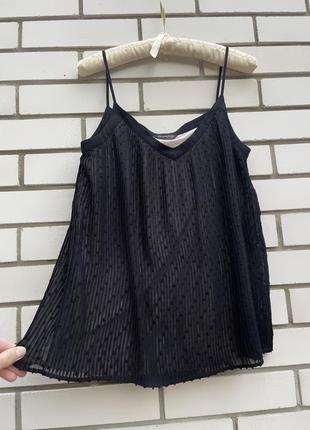 Шифонова чорна майка, блузка в горошок massimo dutti