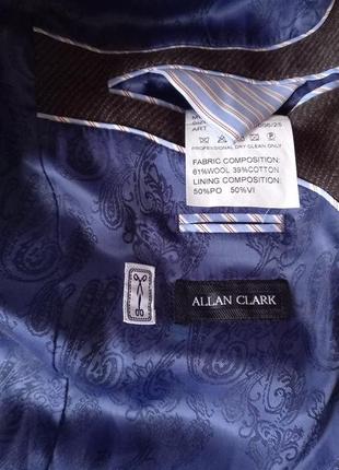 Allan clark элитный дизайнерский пиджак с шерстью как новый3 фото