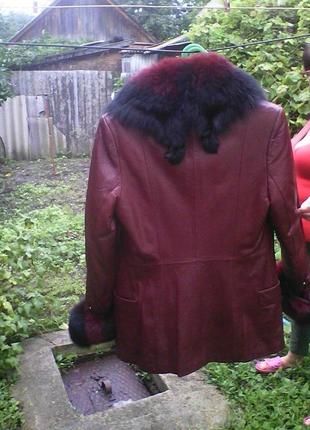 Шикарная кожаная куртка зима -осень!2 фото