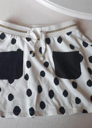 Трикотажная юбка юбочка спортивная н&m, размер 8-10 лет, черные горохи, звериный принт1 фото