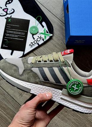 Весняні, замшеві кросівки adidas zx 500 rm grey four