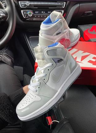 Женские серые кожаные кроссовки nike air jordan 1 mid 🆕 высокие джорданы