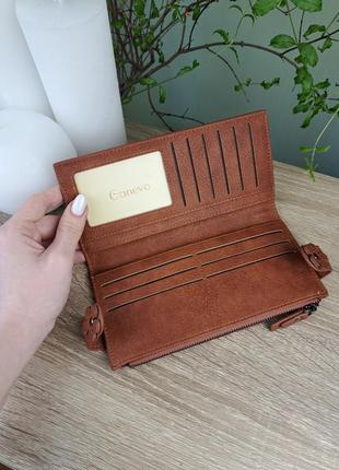 Жіночий гаманець купюрниця тонкий коричневий5 фото