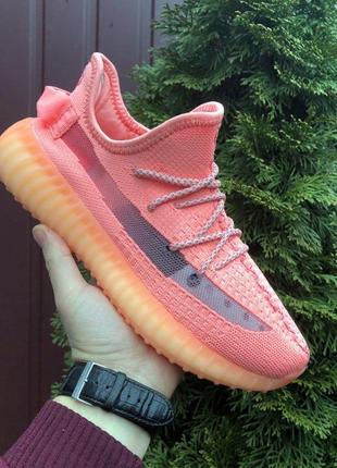 Женские кроссовки adidas yeezy boost сеточка оранжевые