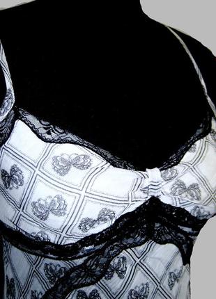 Ніжна блуза - майка - топ на бретелях р 10 з чорним мереживом2 фото