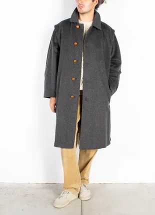 Шерстяное прямое пальто цвета мокко коричневое3 фото