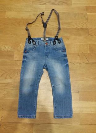 Джинсы скинни с подтяжками zara на 1.5-2 года