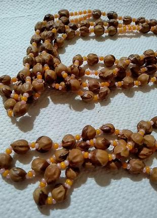 Колье, ожерелье из семян и бисера. высота 53 см2 фото