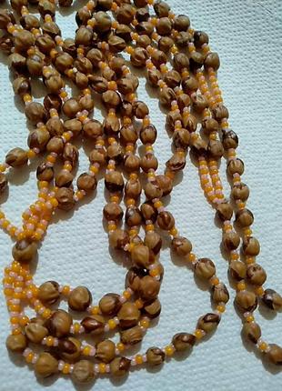 Колье, ожерелье из семян и бисера. высота 53 см4 фото