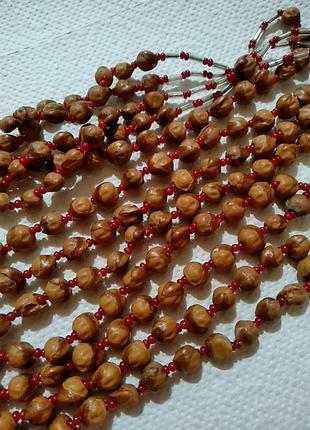 Колье, ожерелье из семян и бисера. высота 47см6 фото