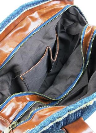 Небольшая молодежная джинсовая сумка fashion jeans bag темно-синяя9 фото