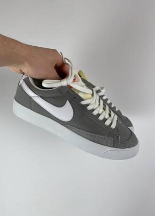 Женские кроссовки nike blazer low grey найк блейзер рядовое серое3 фото