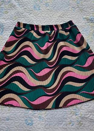Юбка/юбка/с принтом/в секунду/разноцветная/на резинке/плисерированная/резервед