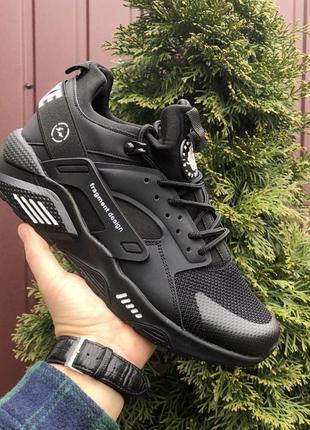 Чоловічі кросівки nike huarache fragment design сіточка шкіряні чорні