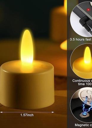 Idyl light перезаряжаемые чайные свечи с пультом дистанционного управления желтый 6p аккумуляторные1 фото
