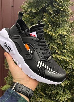 Жіночі кросівки nike huarache fragment design сіточка шкіряні чорно-білі