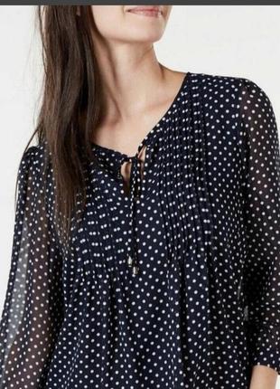 Шифонова  брендова блуза в горох tommy hilfiger